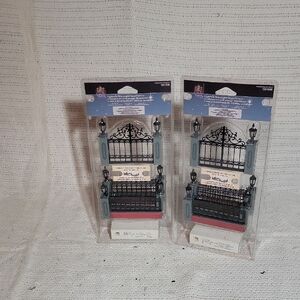Lemax Carole Towne Lighted Wrought Iron Fence, Set Of Two